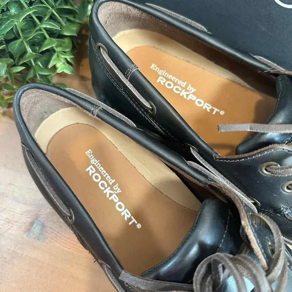 Rockport Men's Perth‎ Dark Brown Boat Shoes Size 6 Extra Wide